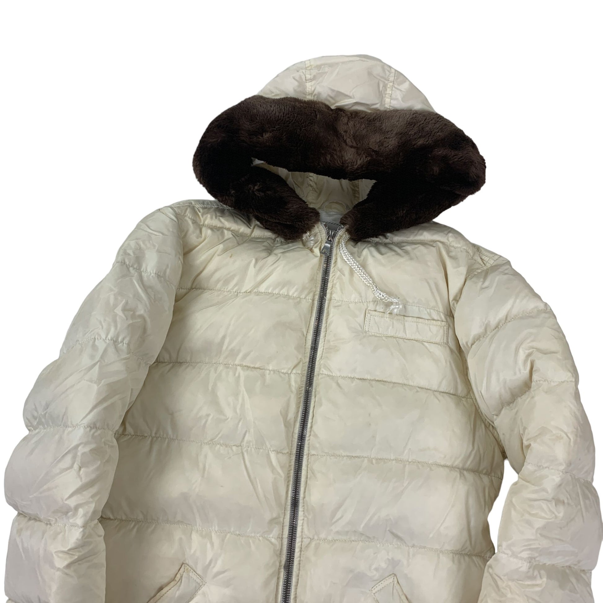 90s Prada Puffer Jacket - Women M Padded Down Vintage outdoor coat Designer Puffer Prada coat outerwear pufferseason second hand vintage shop österreich germany deutschland angebot daunenjacke winterjacke jacke