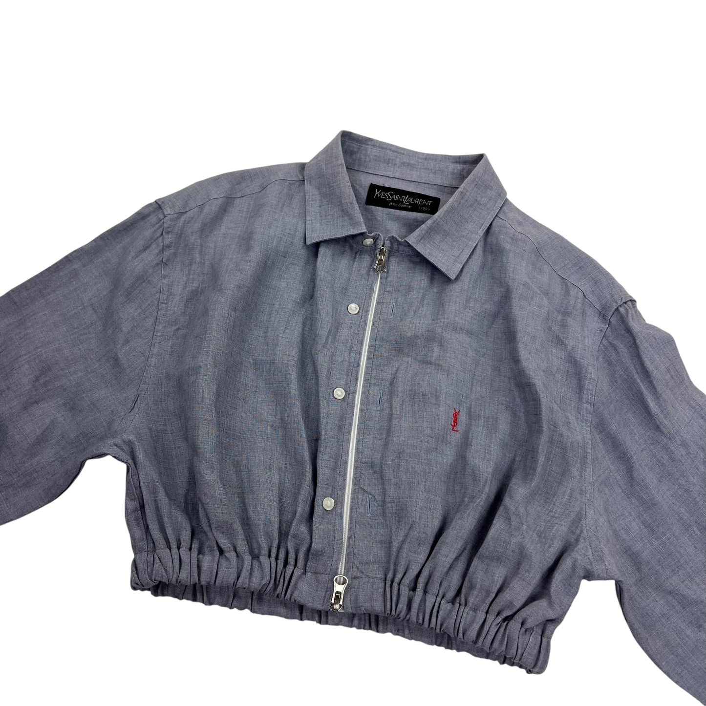 YSL Yves Saint Laurent Crop Top Harrington Windbreaker - Women M