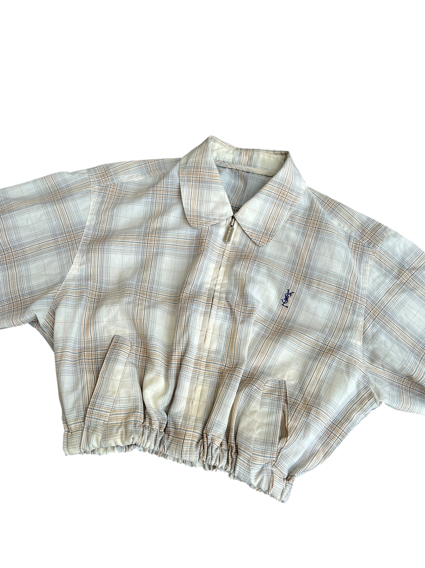 YSL Yves Saint Laurent Crop Top Harrington Windbreaker - Women M