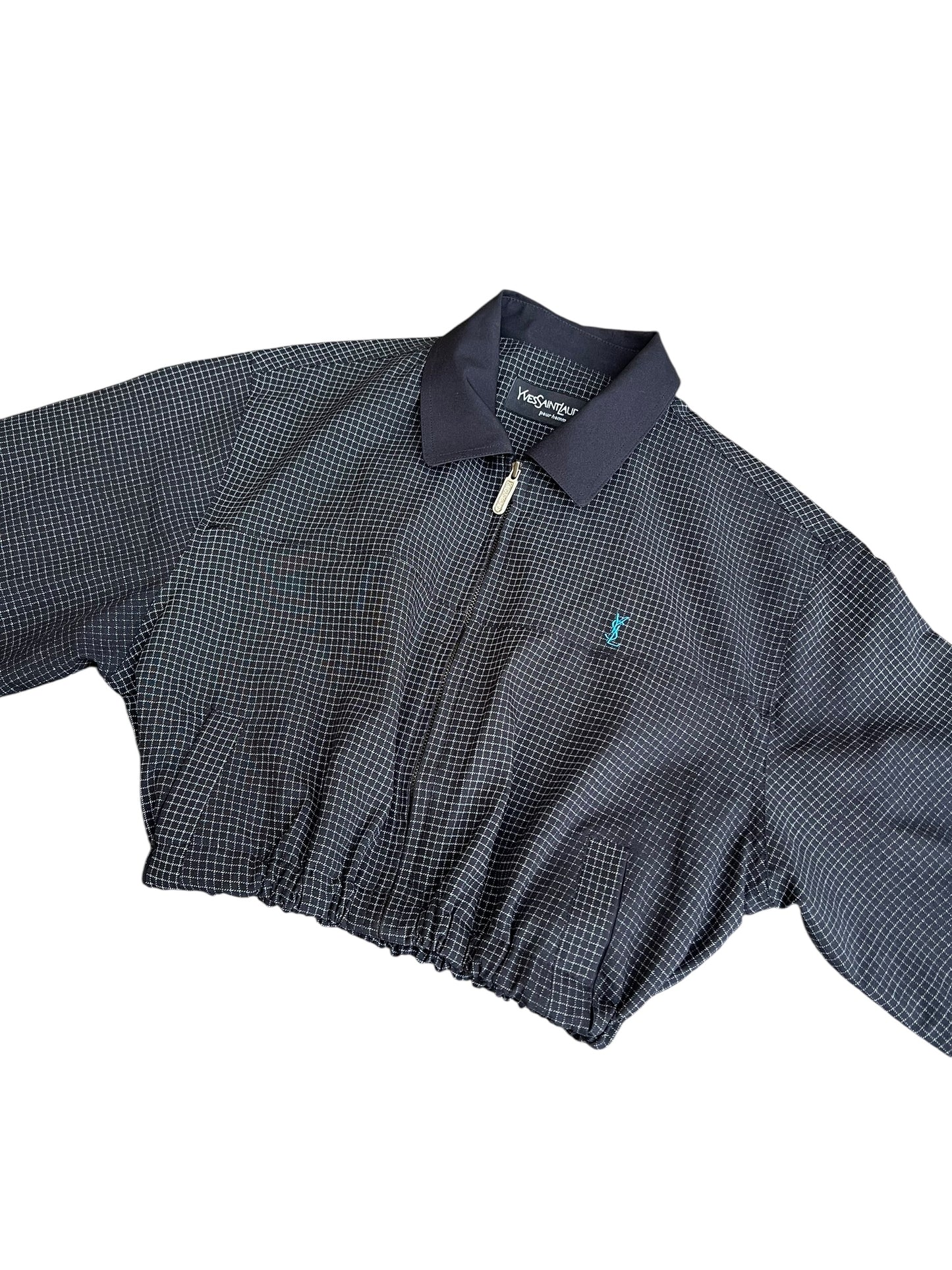 YSL Yves Saint Laurent Crop Top Harrington Windbreaker - Women M