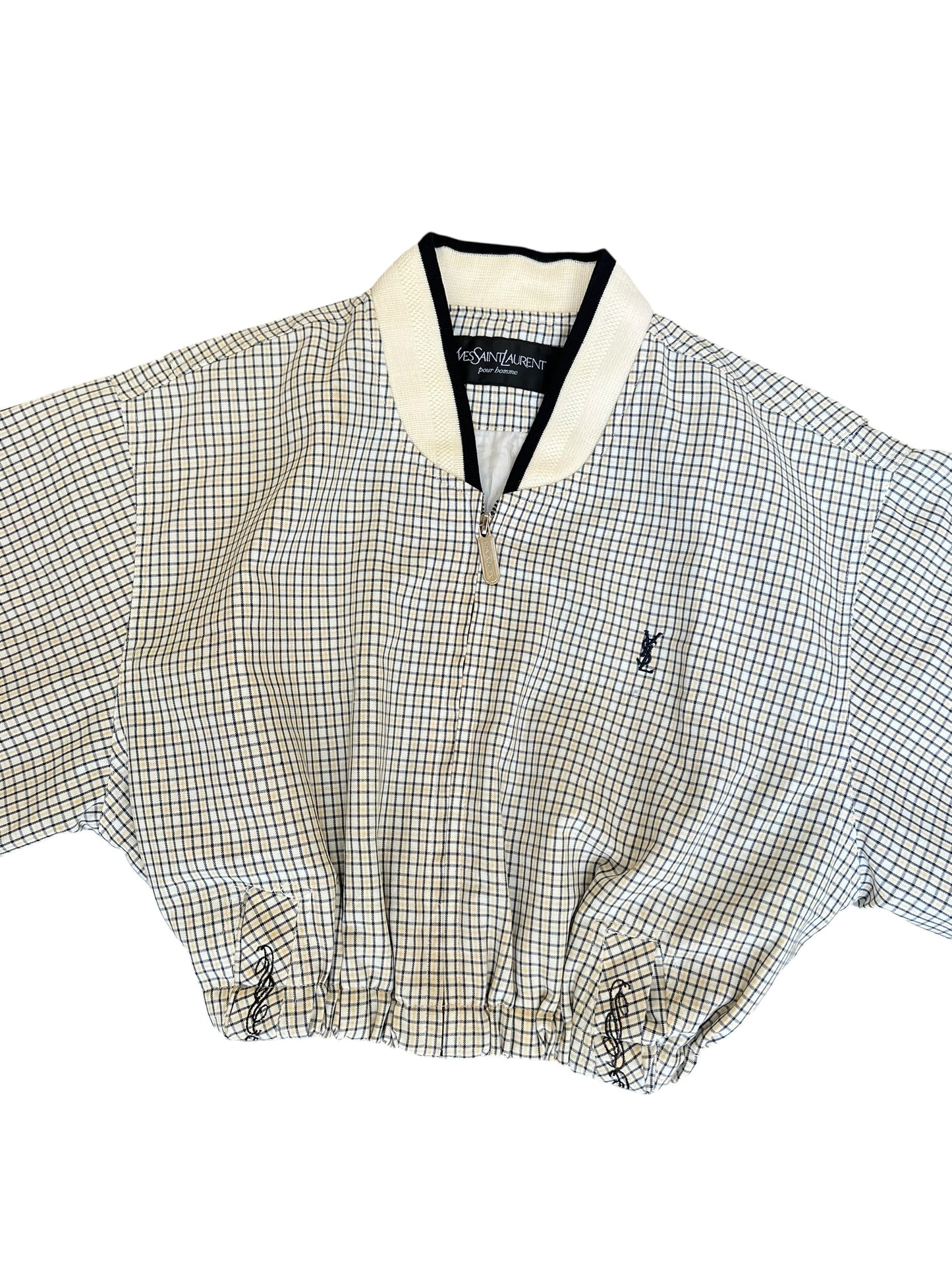 YSL Yves Saint Laurent Crop Top Harrington Windbreaker - Women M