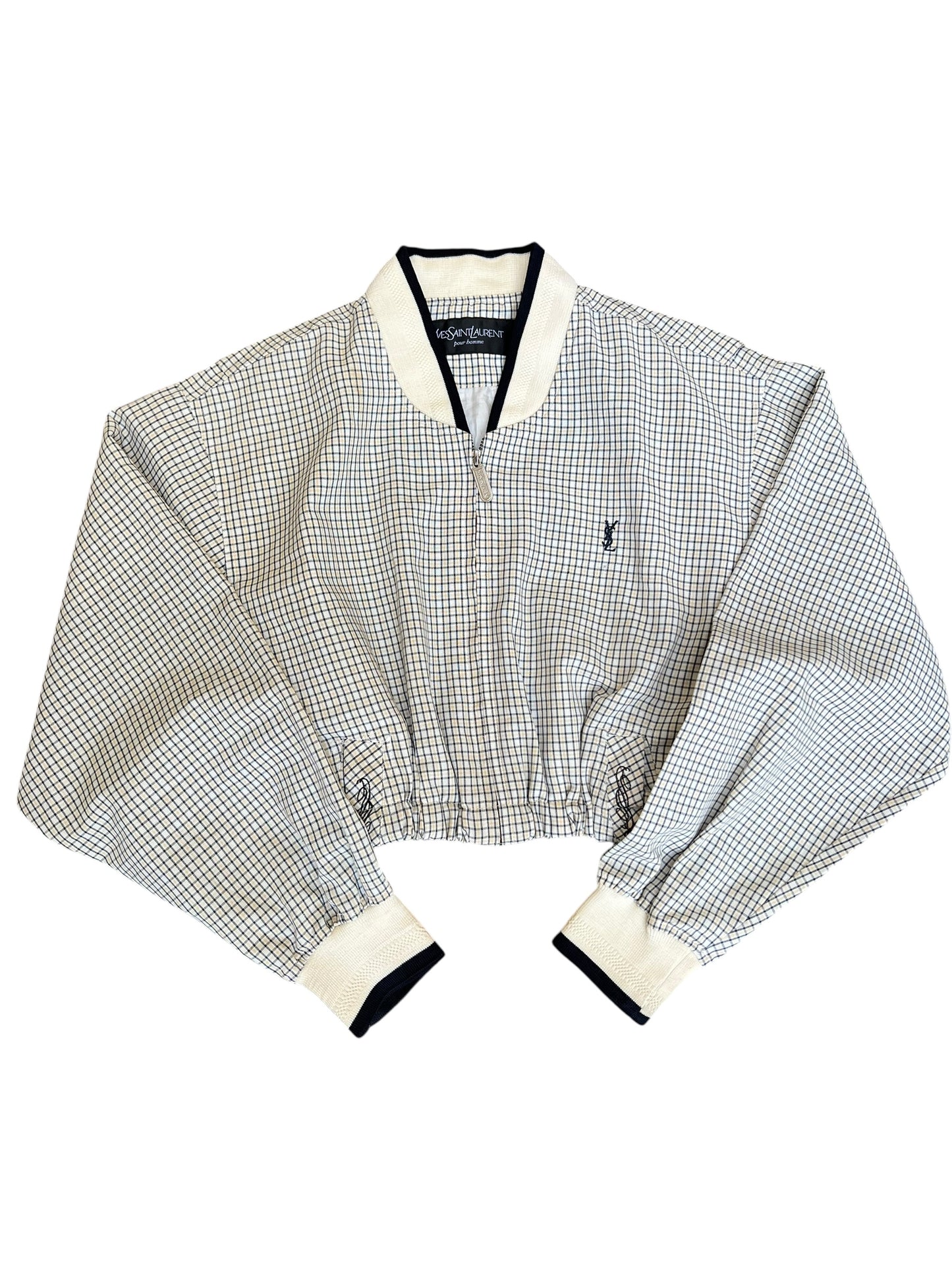 YSL Yves Saint Laurent Crop Top Harrington Windbreaker - Women M
