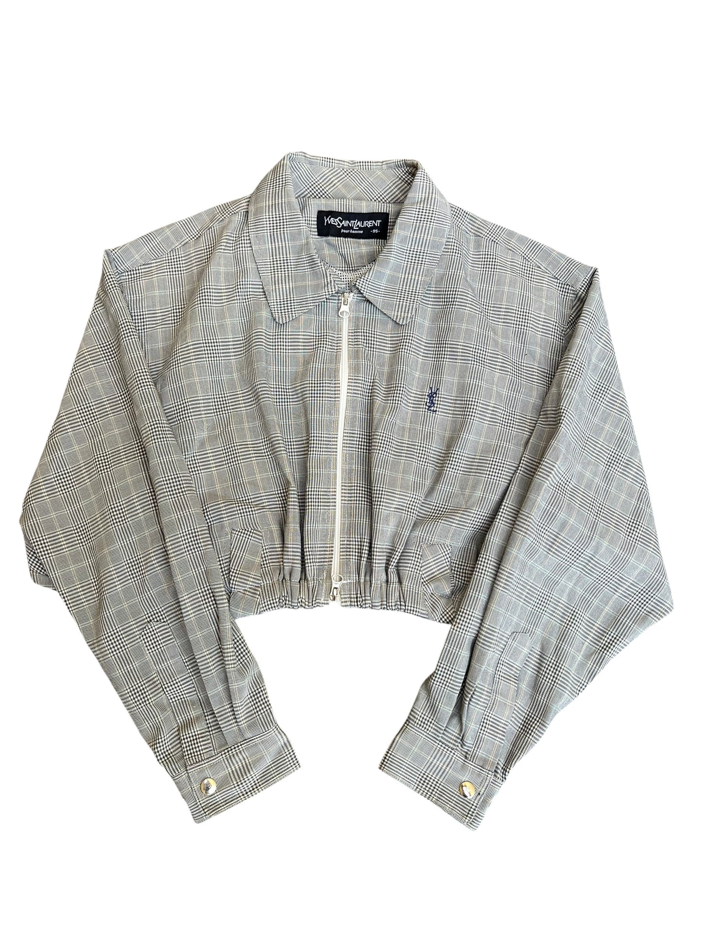YSL Yves Saint Laurent Crop Top Harrington Windbreaker - Women M