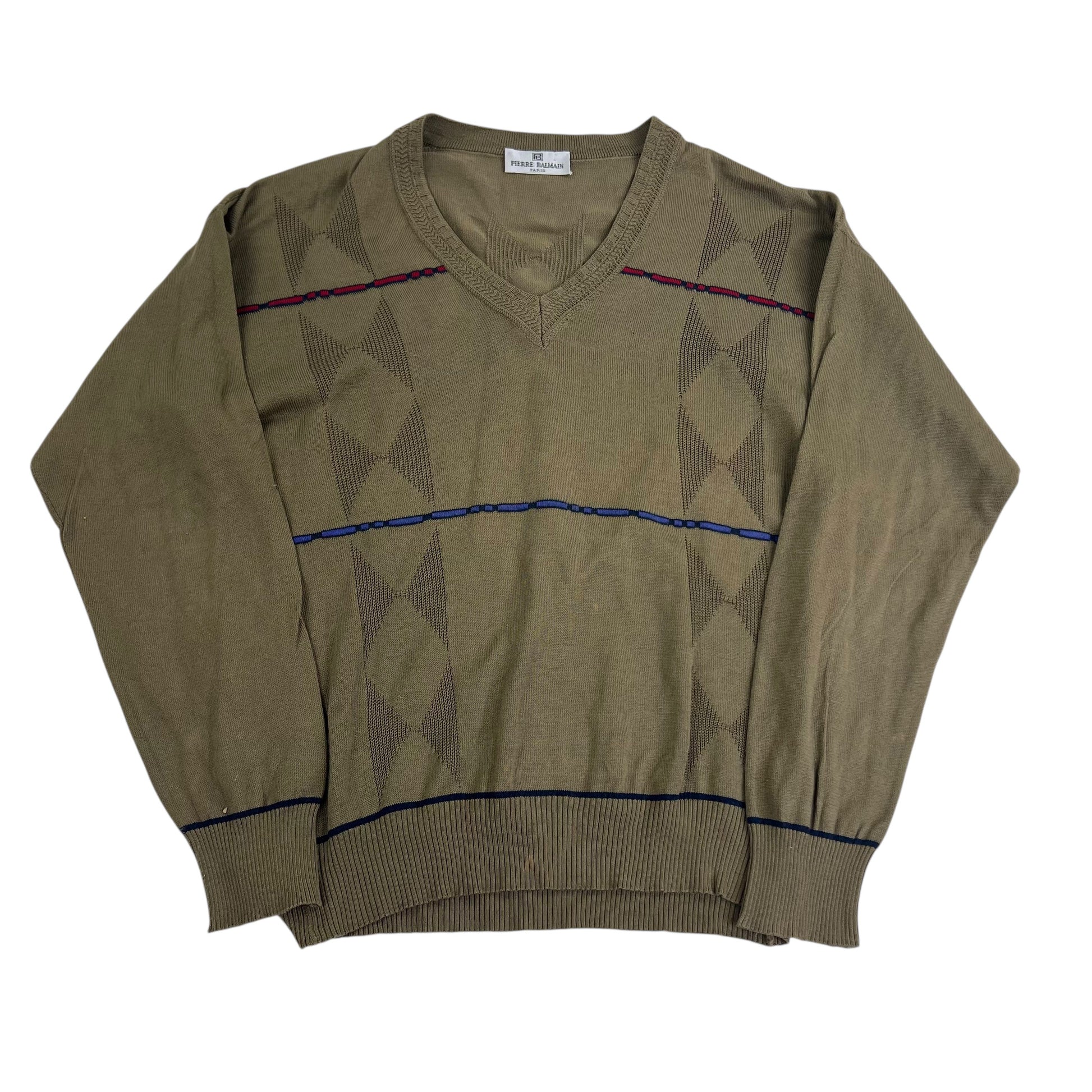 Pierre Balmain Paris V-Neck Knit Sweater - L Sweaters Balmain coat outerwear pufferseason second hand vintage shop österreich germany deutschland angebot daunenjacke winterjacke jacke