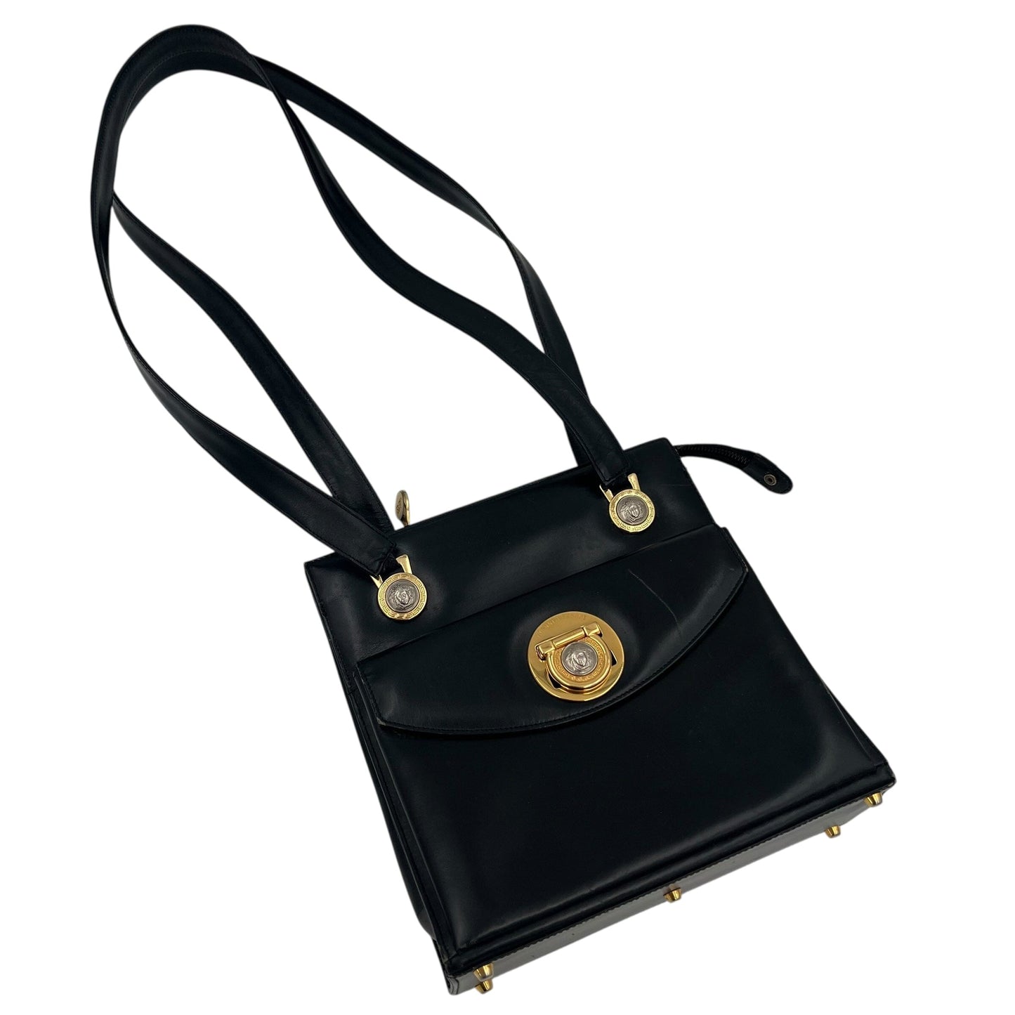 Vintage Gianni Versace Laather Handle Bag Handbag Handtasche Designer Bags Gianni Versace coat outerwear pufferseason second hand vintage shop österreich germany deutschland angebot daunenjacke winterjacke jacke