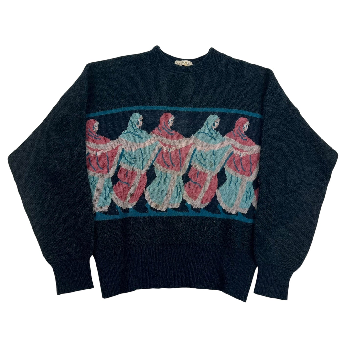 Vintage Gianni Versace "Sister" Egypt Wool Sweater Pullover - M Sweaters Gianni Versace coat outerwear pufferseason second hand vintage shop österreich germany deutschland angebot daunenjacke winterjacke jacke