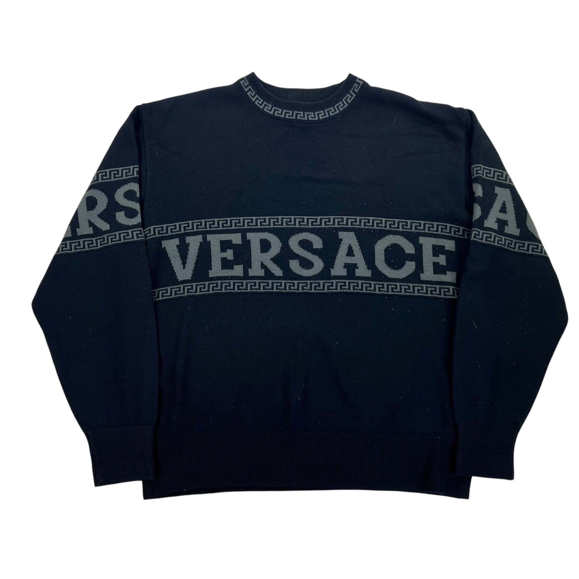 Vintage Gianni Versace Spellout Sweater - L Sweaters Gianni Versace coat outerwear pufferseason second hand vintage shop österreich germany deutschland angebot daunenjacke winterjacke jacke