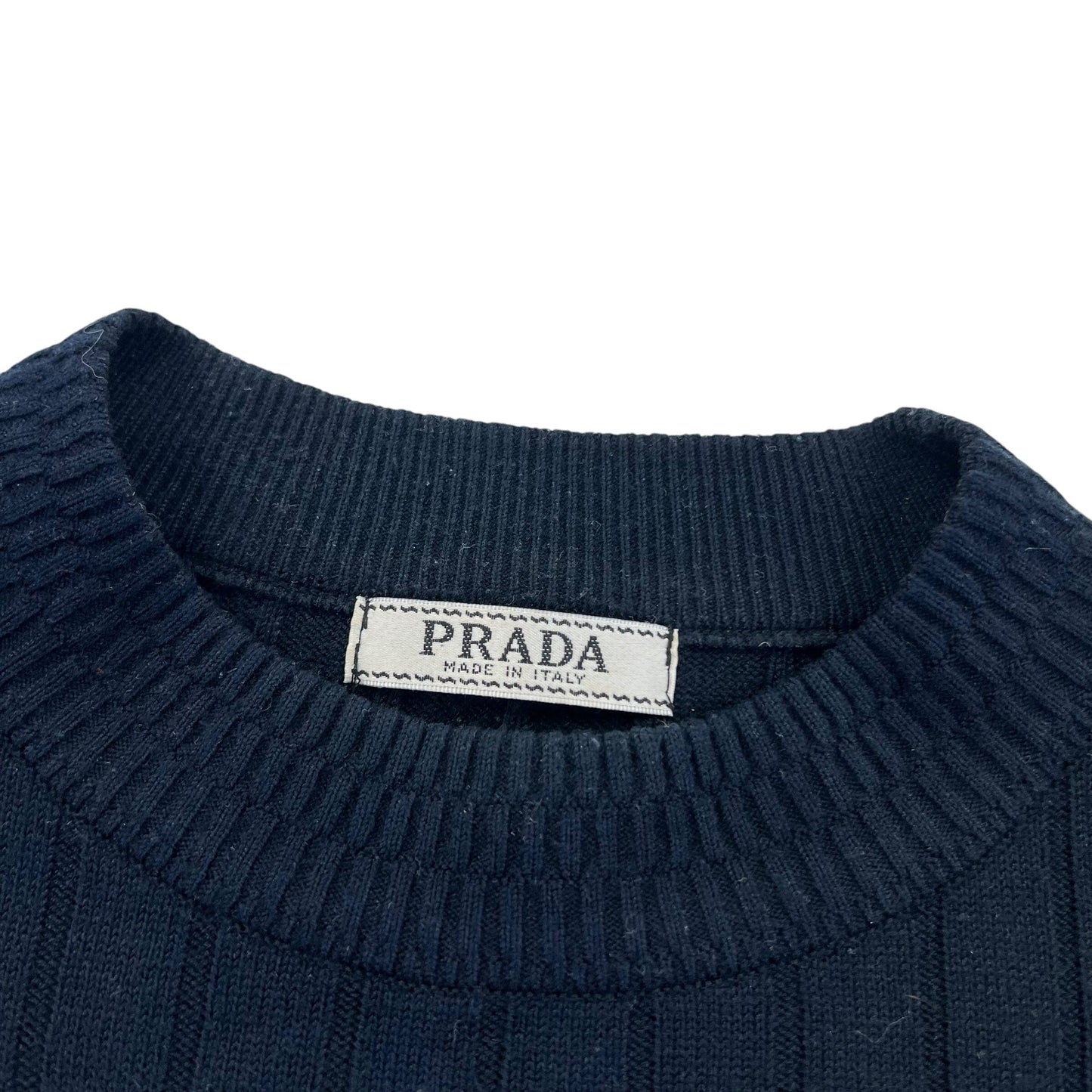 Vintage Prada Milano Spellout Sweater - L Sweaters Prada coat outerwear pufferseason second hand vintage shop österreich germany deutschland angebot daunenjacke winterjacke jacke