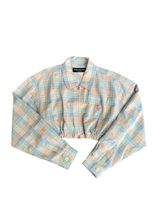 YSL Yves Saint Laurent Crop Top Harrington Windbreaker - Women S Windbreakers Yves Saint Laurent coat outerwear pufferseason second hand vintage shop österreich germany deutschland angebot daunenjacke winterjacke jacke