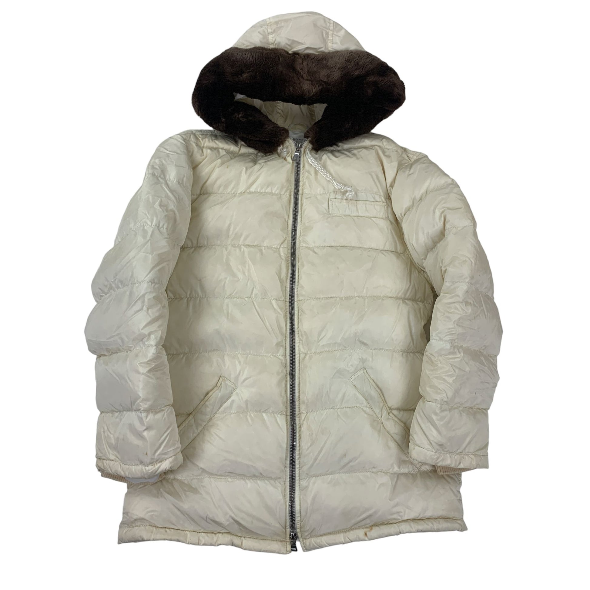 90s Prada Puffer Jacket - Women M Padded Down Vintage outdoor coat Designer Puffer Prada coat outerwear pufferseason second hand vintage shop österreich germany deutschland angebot daunenjacke winterjacke jacke