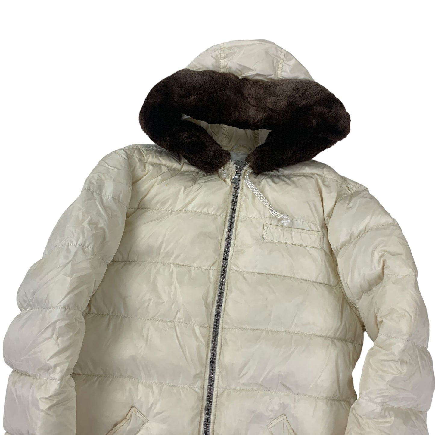 90s Prada Puffer Jacket - Women M Padded Down Vintage outdoor coat Designer Puffer Prada coat outerwear pufferseason second hand vintage shop österreich germany deutschland angebot daunenjacke winterjacke jacke