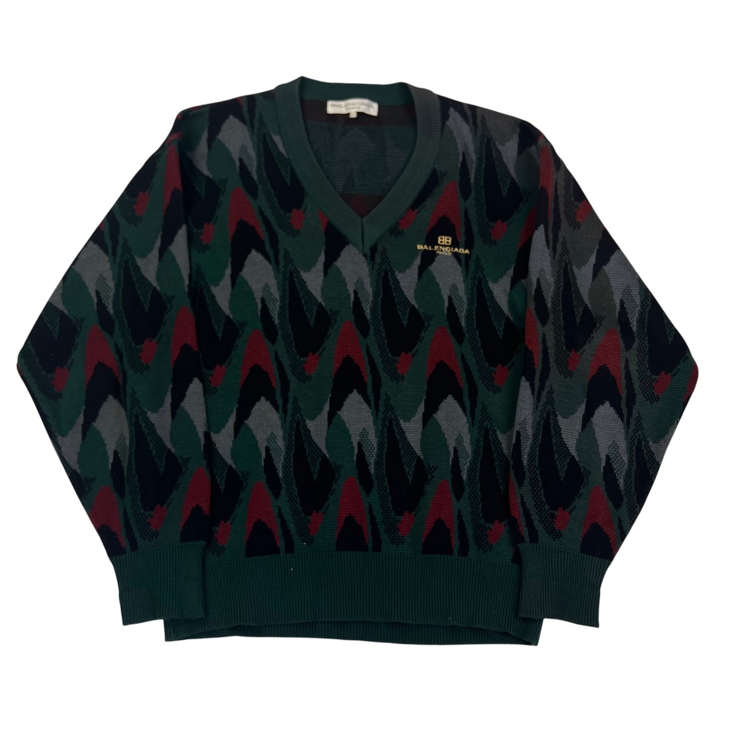 80s Balenciaga Paris V-Neck sweater - M