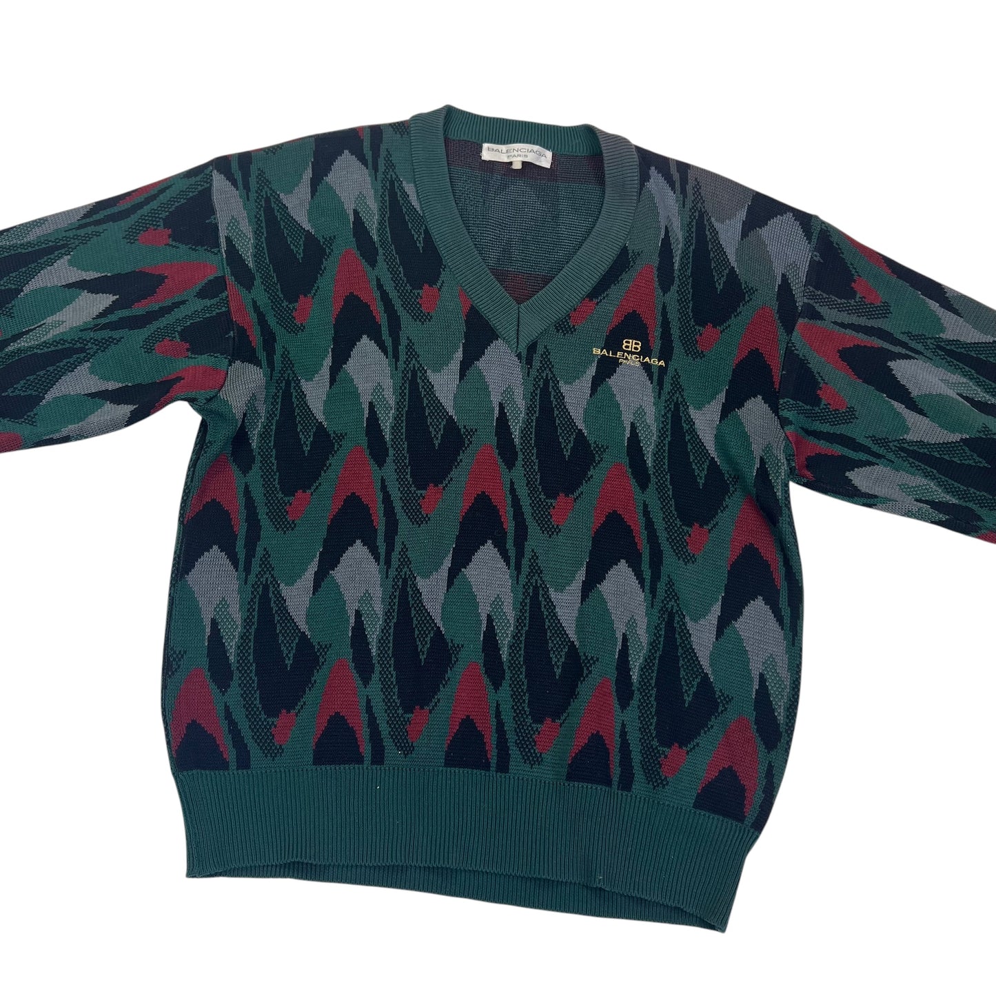 80s Balenciaga Paris V-Neck sweater - M