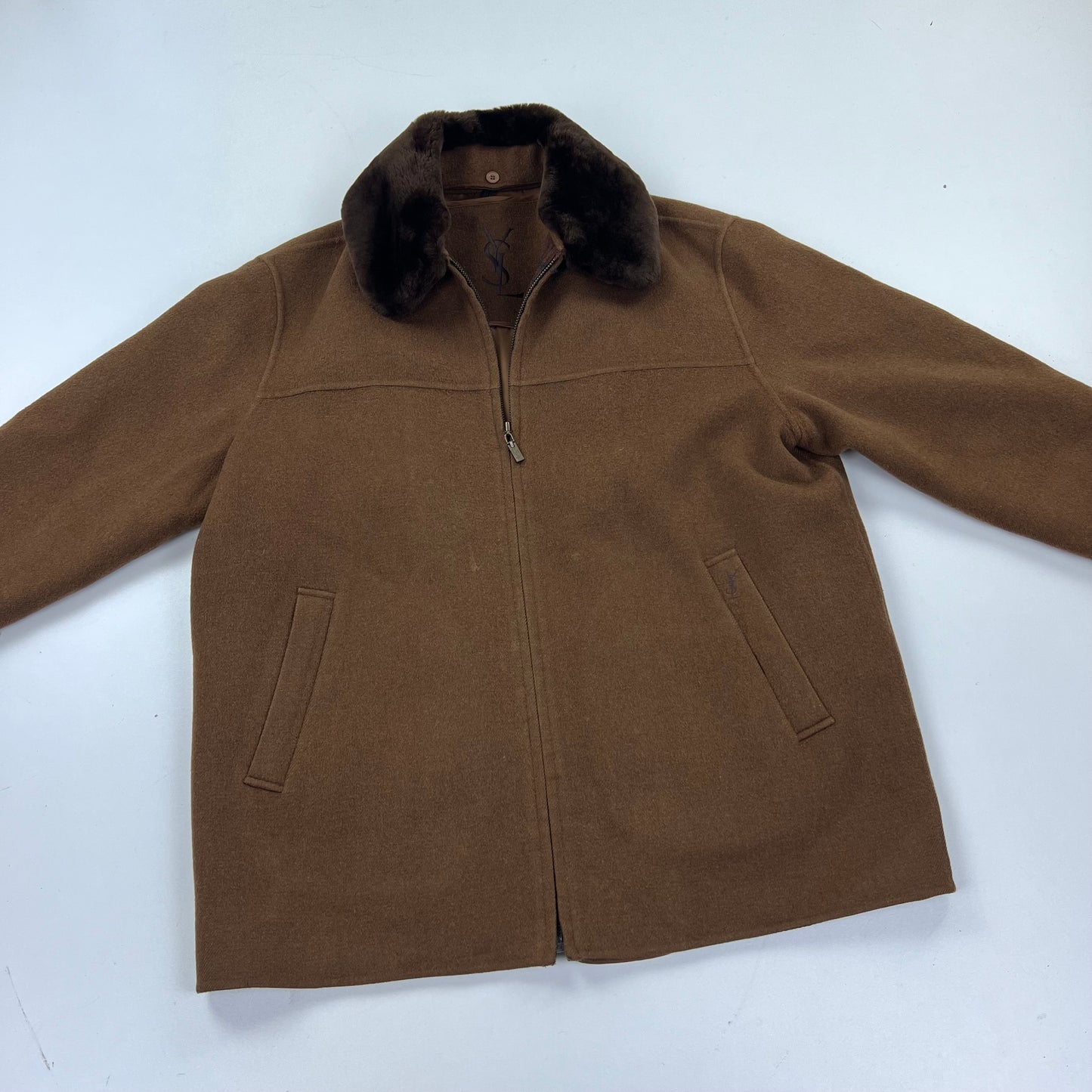 YSL Yves Saint Laurent Wool Fleece Coat Jacket - M