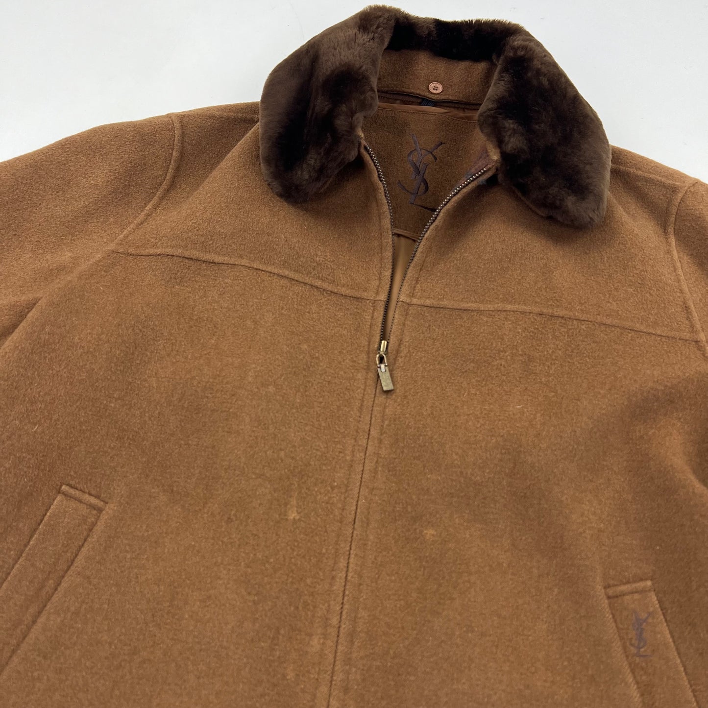 YSL Yves Saint Laurent Wool Fleece Coat Jacket - M