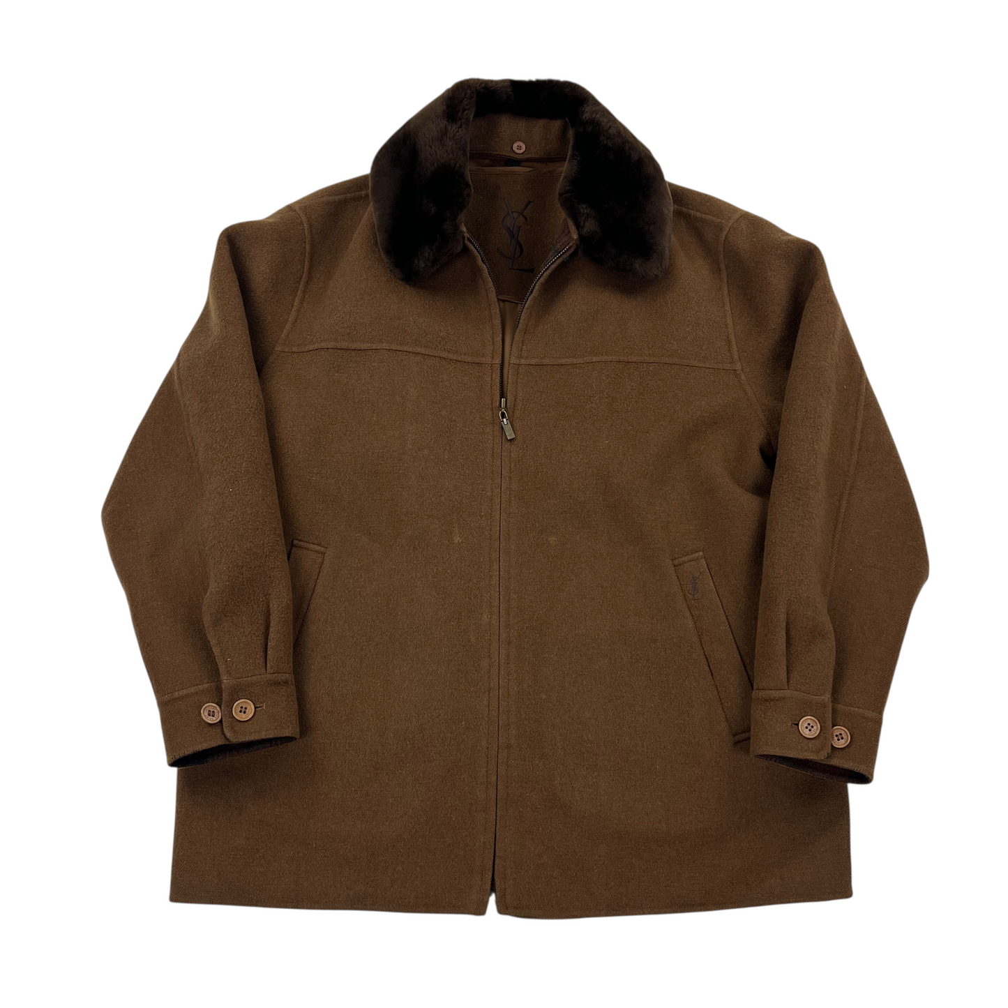 YSL Yves Saint Laurent Wool Fleece Coat Jacket - M