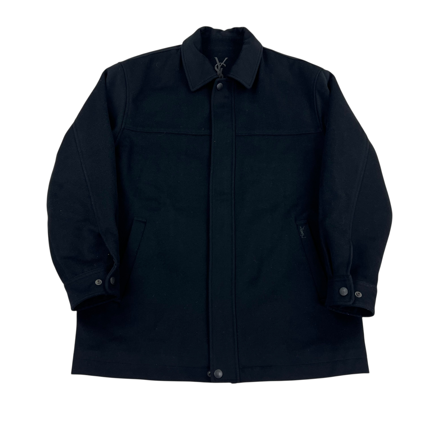 YSL Yves Saint Laurent Wool Fleece Coat Harrington Jacket - L