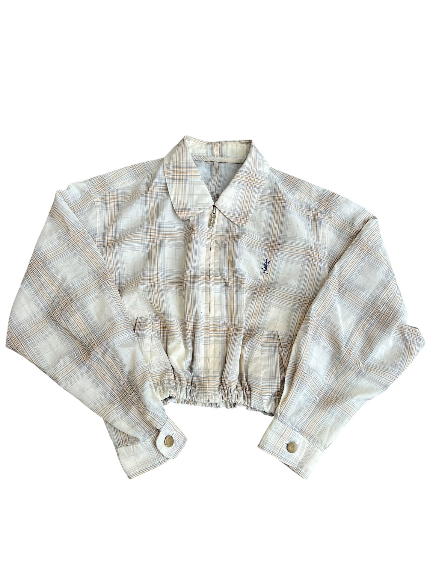 YSL Yves Saint Laurent Crop Top Harrington Windbreaker - Women M