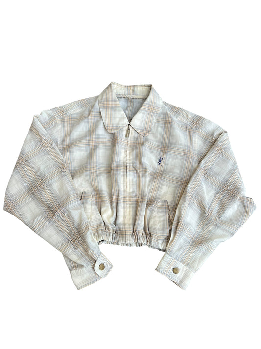 YSL Yves Saint Laurent Crop Top Harrington Windbreaker - Women M