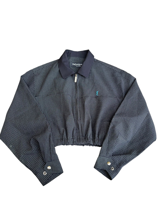 YSL Yves Saint Laurent Crop Top Harrington Windbreaker - Women M