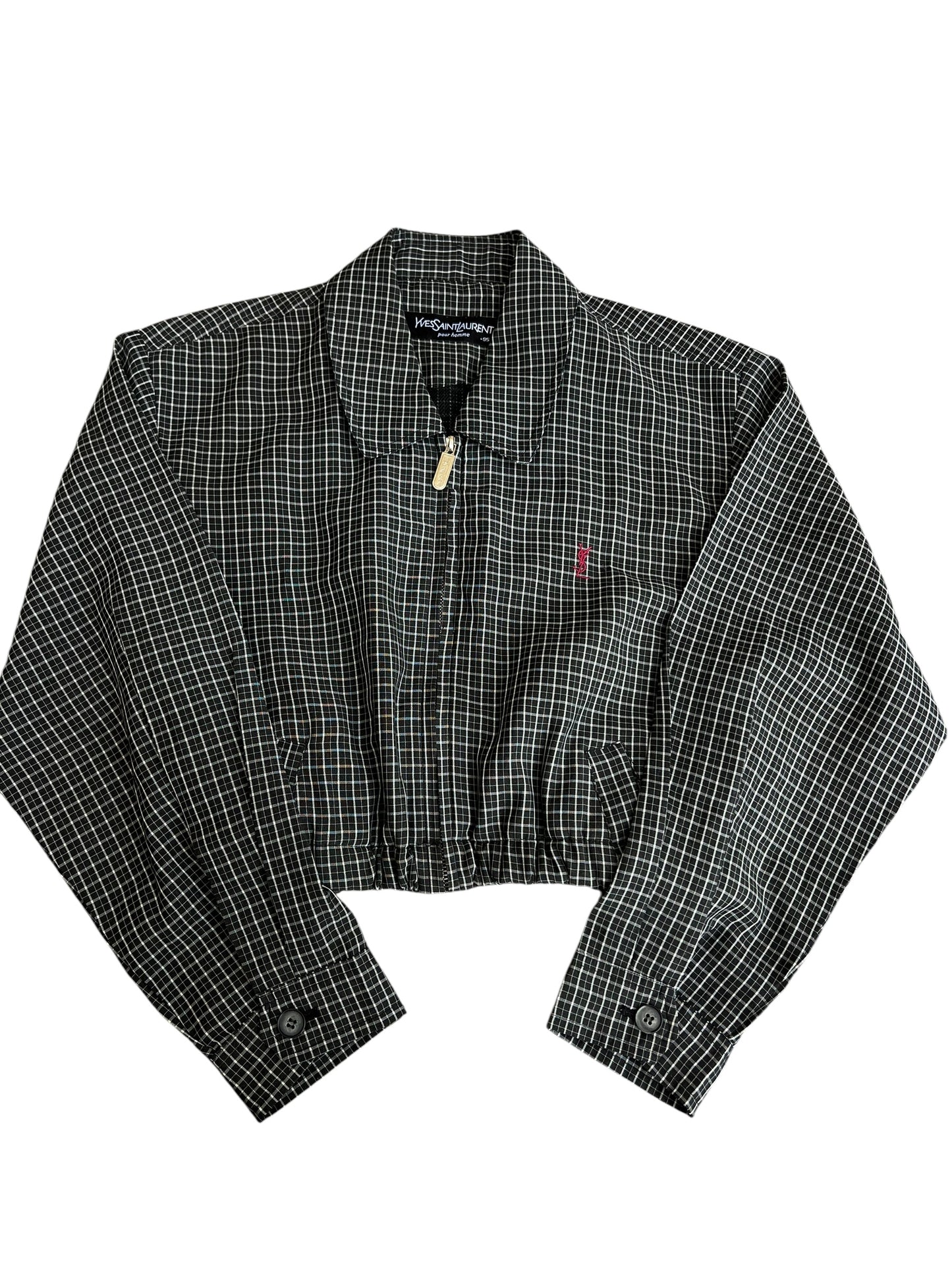 YSL Yves Saint Laurent Crop Top Harrington Windbreaker - Women M