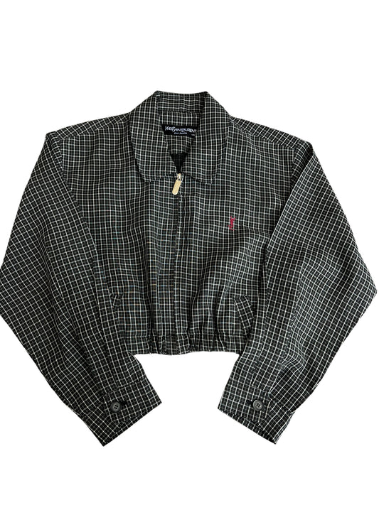 YSL Yves Saint Laurent Crop Top Harrington Windbreaker - Women M