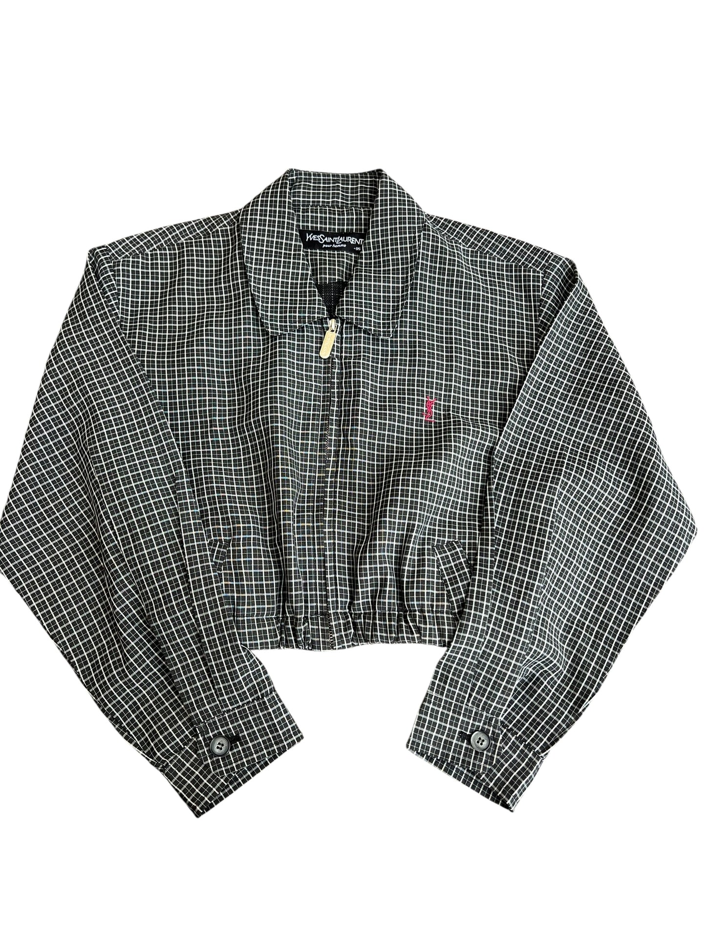 YSL Yves Saint Laurent Crop Top Harrington Windbreaker - Women M