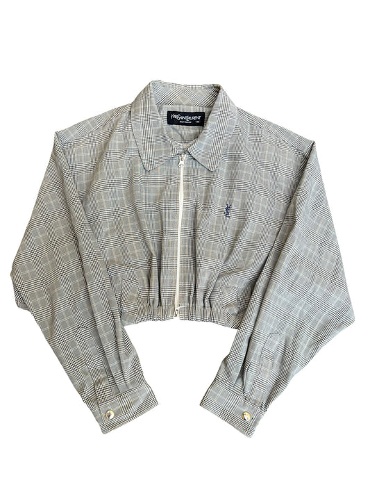 YSL Yves Saint Laurent Crop Top Harrington Windbreaker - Women M