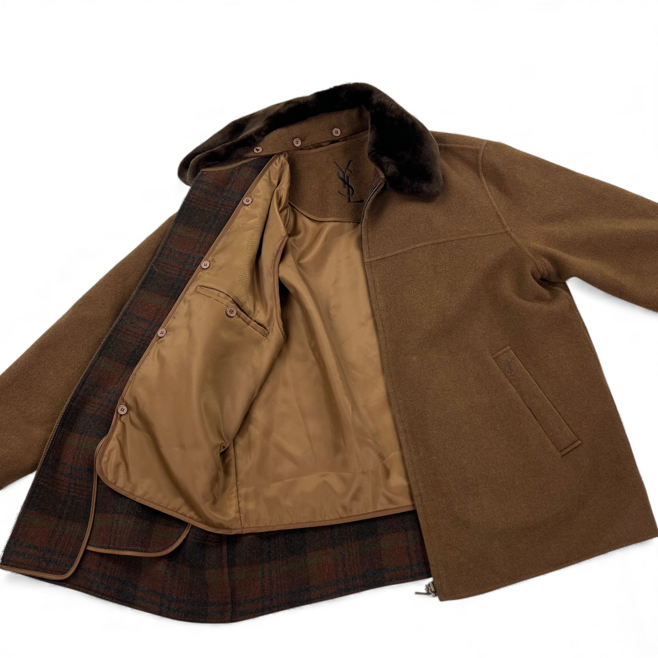 YSL Yves Saint Laurent Wool Fleece Coat Jacket - M