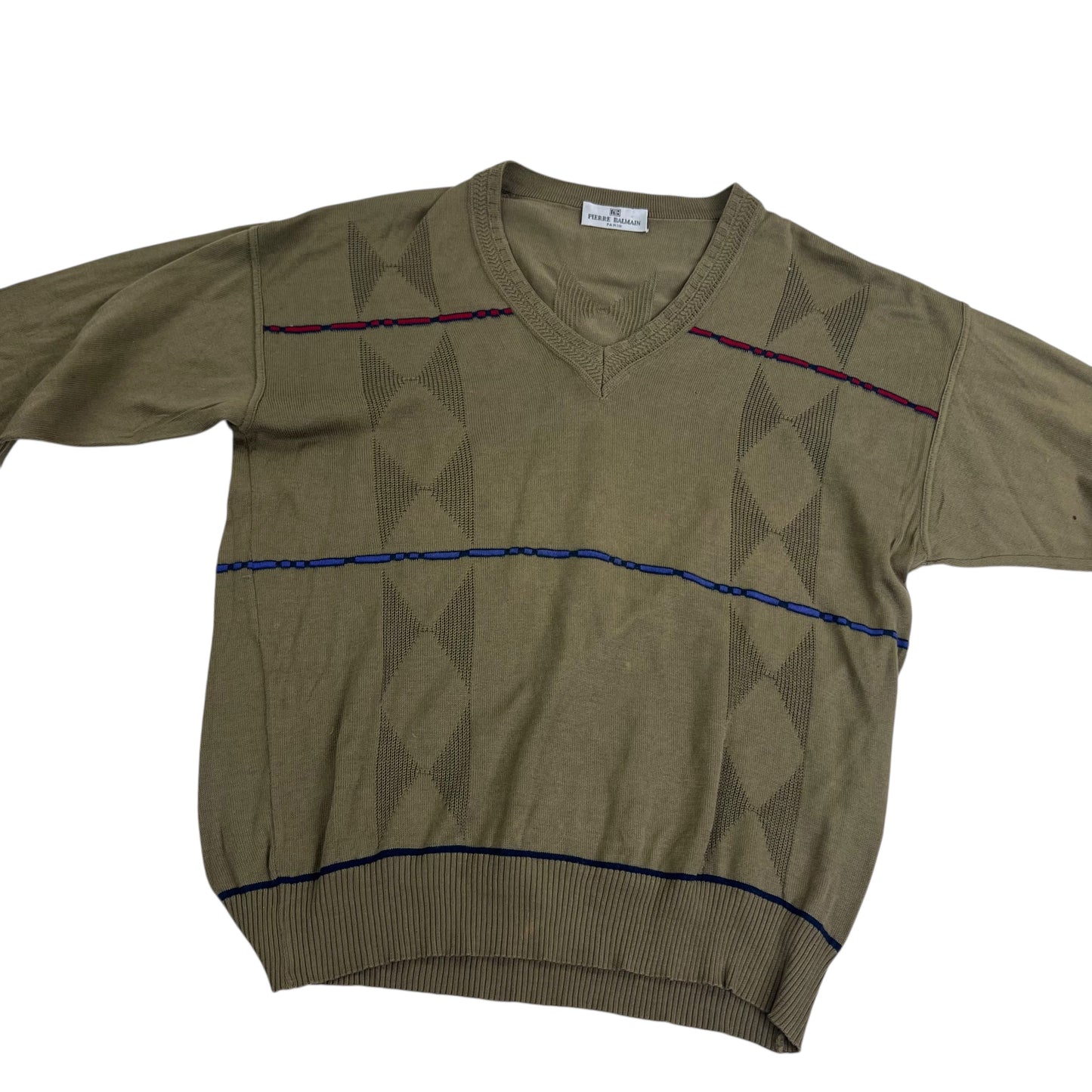 Pierre Balmain Paris V-Neck Knit Sweater - L Sweaters Balmain coat outerwear pufferseason second hand vintage shop österreich germany deutschland angebot daunenjacke winterjacke jacke