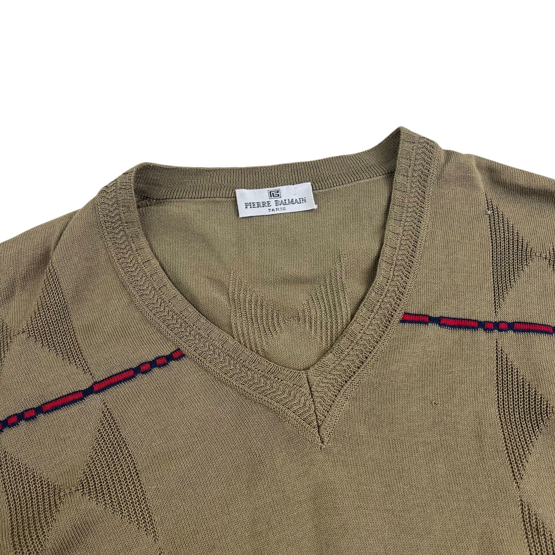 Pierre Balmain Paris V-Neck Knit Sweater - L Sweaters Balmain coat outerwear pufferseason second hand vintage shop österreich germany deutschland angebot daunenjacke winterjacke jacke