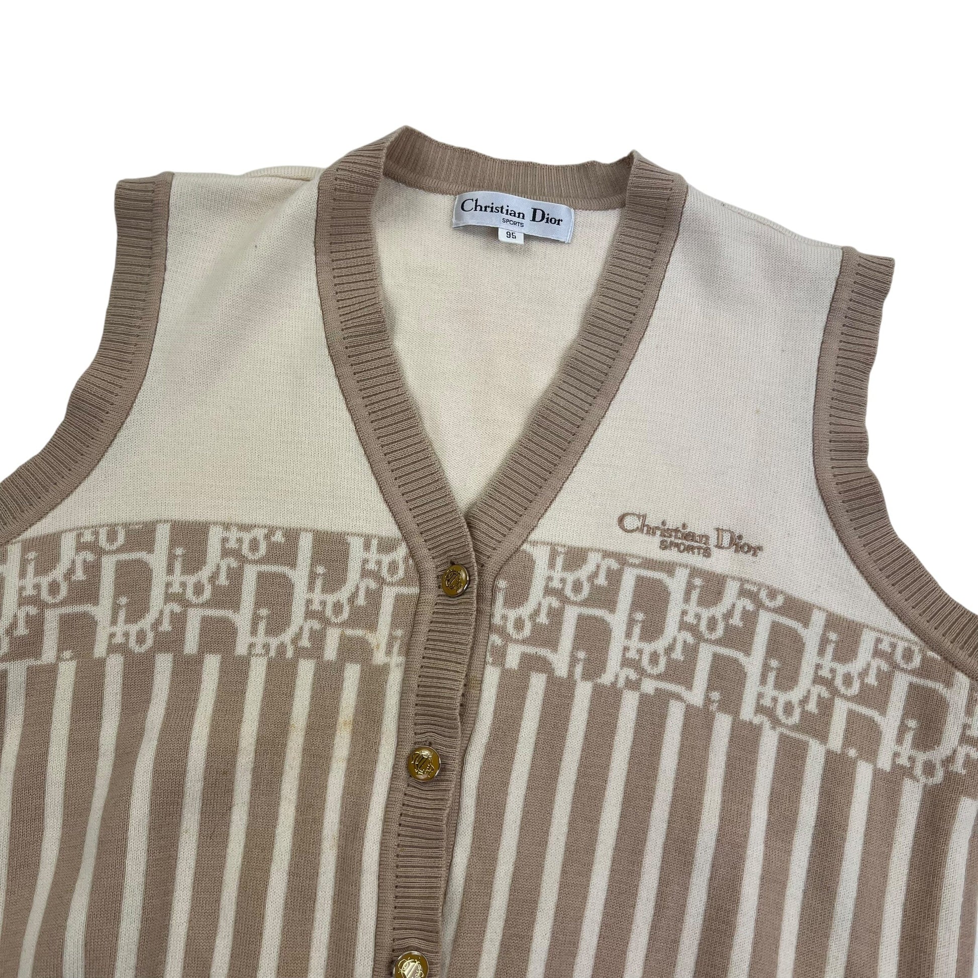 Vintage Christian Dior Knit Vest Cotton Gilet pullover sweater - S Sweaters Dior coat outerwear pufferseason second hand vintage shop österreich germany deutschland angebot daunenjacke winterjacke jacke