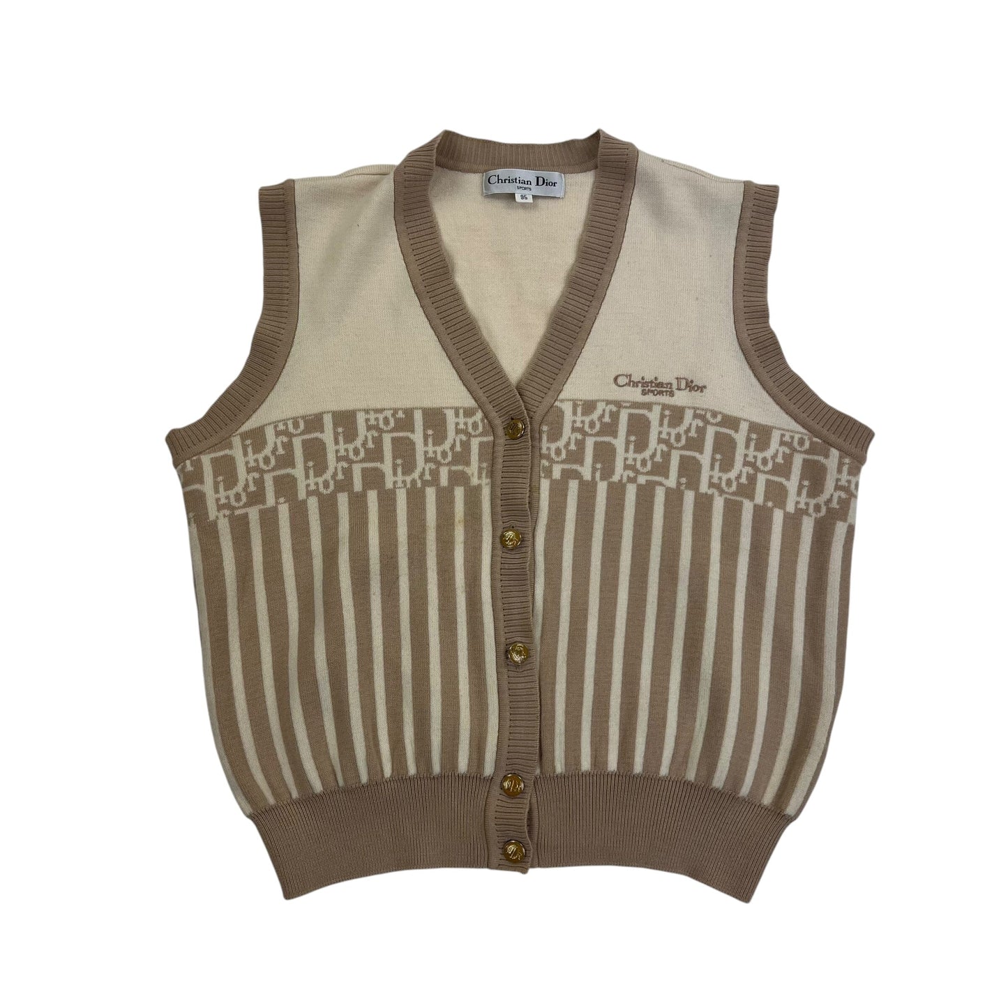 Vintage Christian Dior Knit Vest Cotton Gilet pullover sweater - S Sweaters Dior coat outerwear pufferseason second hand vintage shop österreich germany deutschland angebot daunenjacke winterjacke jacke