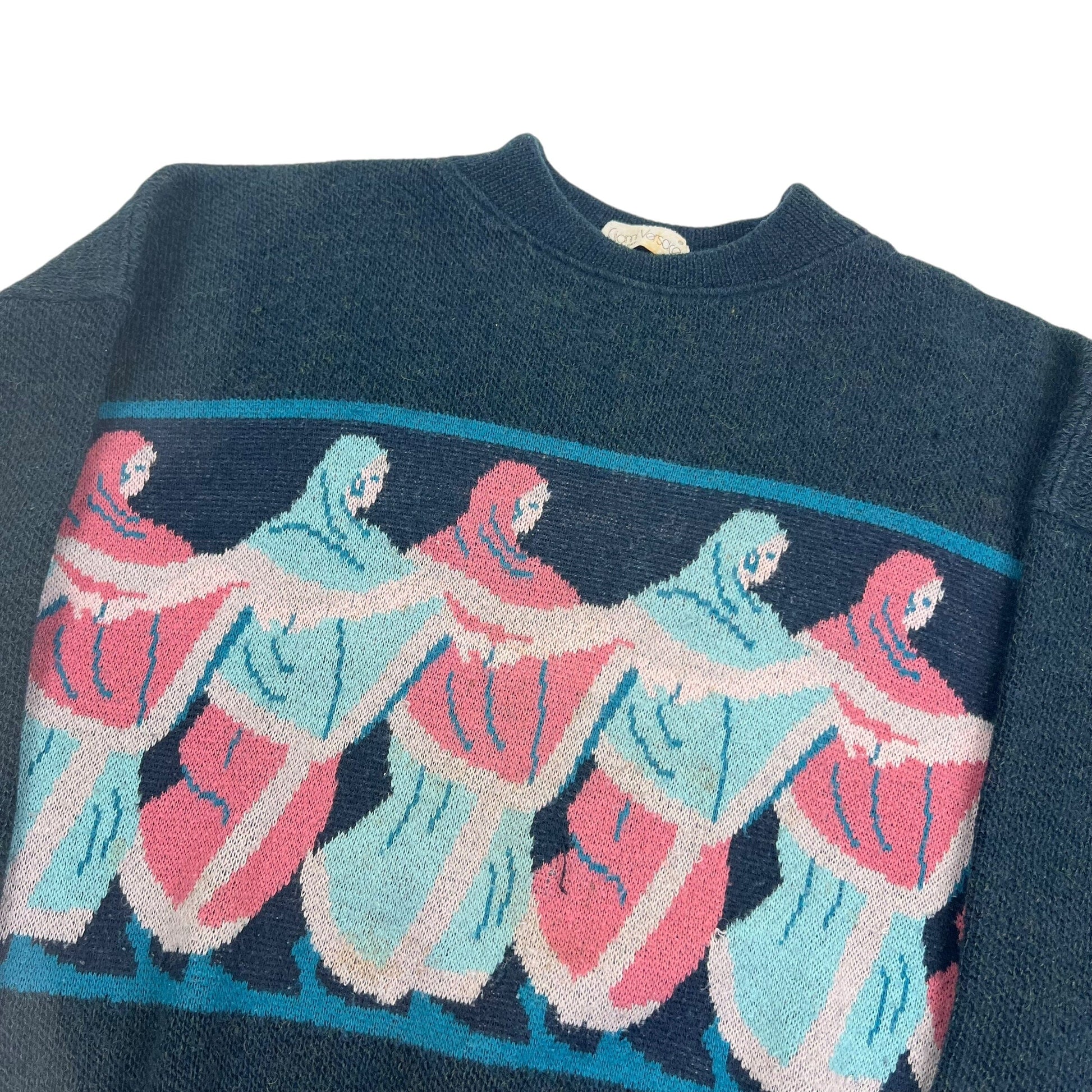 Vintage Gianni Versace "Sister" Egypt Wool Sweater Pullover - M Sweaters Gianni Versace coat outerwear pufferseason second hand vintage shop österreich germany deutschland angebot daunenjacke winterjacke jacke