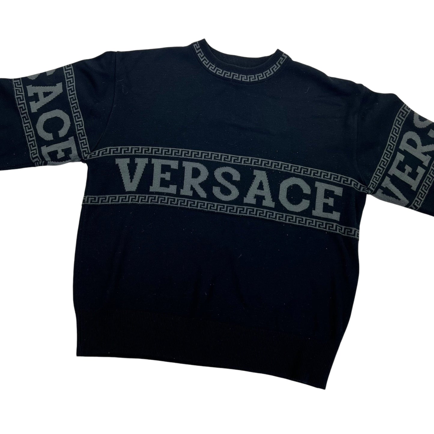 Vintage Gianni Versace Spellout Sweater - L Sweaters Gianni Versace coat outerwear pufferseason second hand vintage shop österreich germany deutschland angebot daunenjacke winterjacke jacke