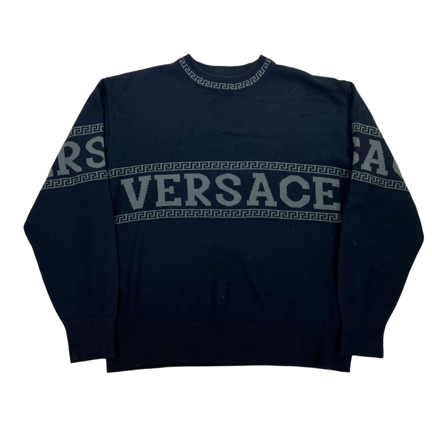 Vintage Gianni Versace Spellout Sweater - L Sweaters Gianni Versace coat outerwear pufferseason second hand vintage shop österreich germany deutschland angebot daunenjacke winterjacke jacke