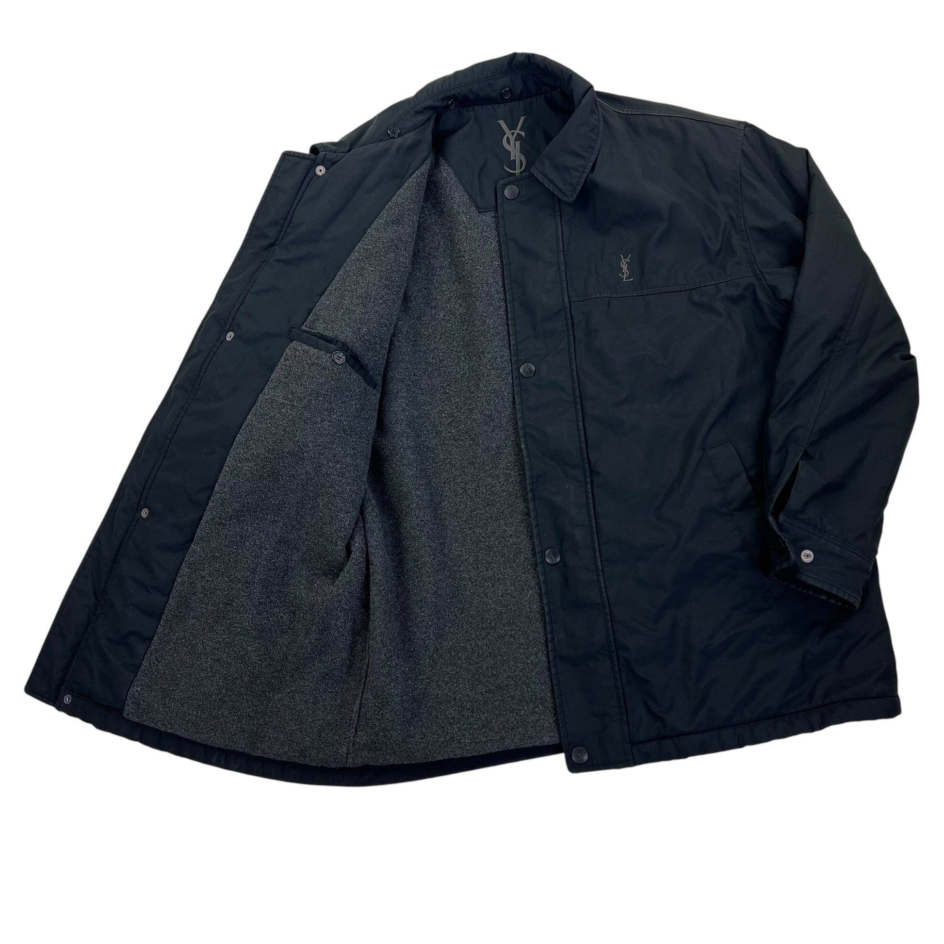 YSL Outdoor fleece lined Padded Coat Jacket - L Designer Puffer Yves Saint Laurent coat outerwear pufferseason second hand vintage shop österreich germany deutschland angebot daunenjacke winterjacke jacke