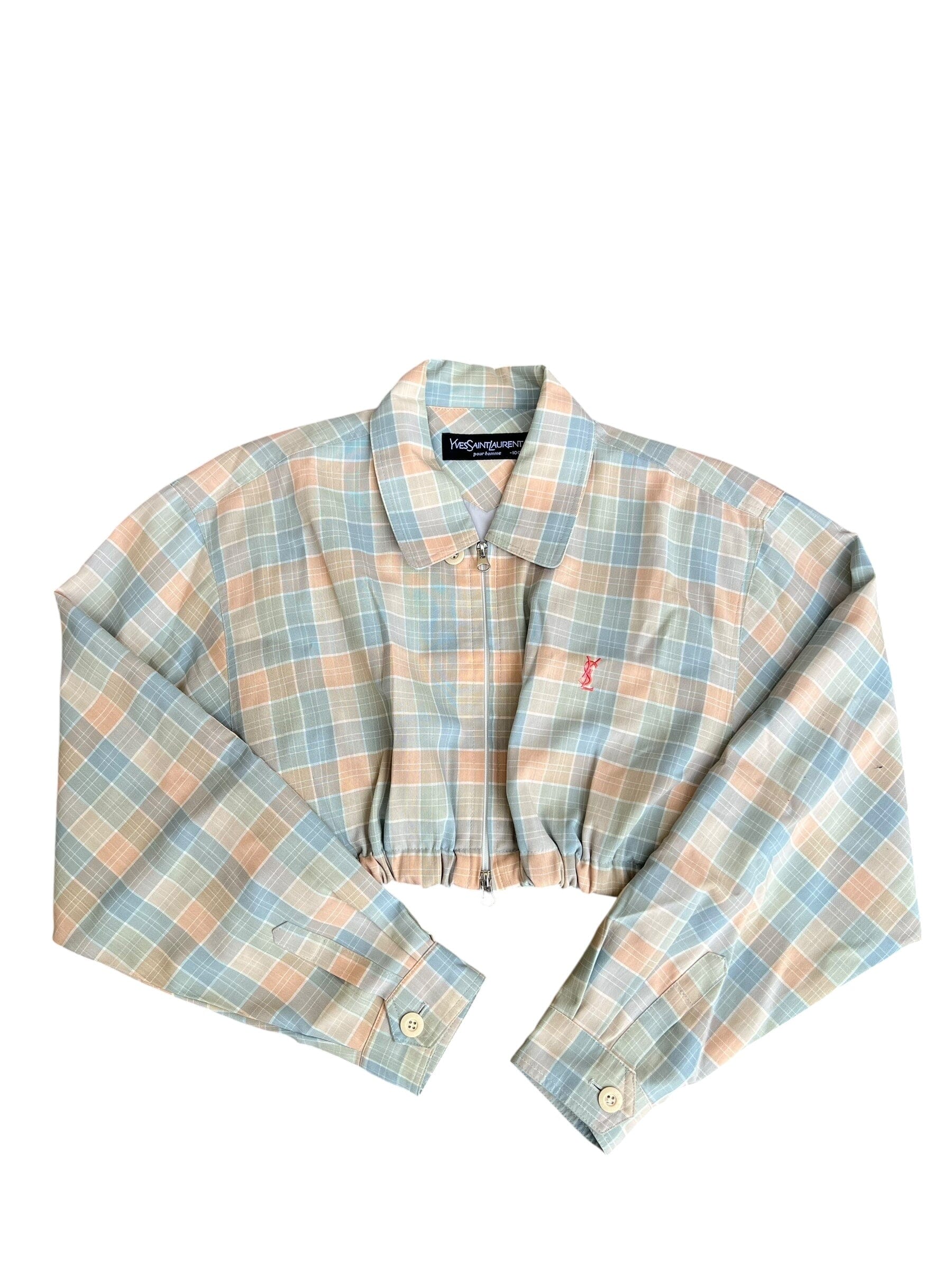 YSL Yves Saint Laurent Crop Top Harrington Windbreaker - Women S Windbreakers Yves Saint Laurent coat outerwear pufferseason second hand vintage shop österreich germany deutschland angebot daunenjacke winterjacke jacke