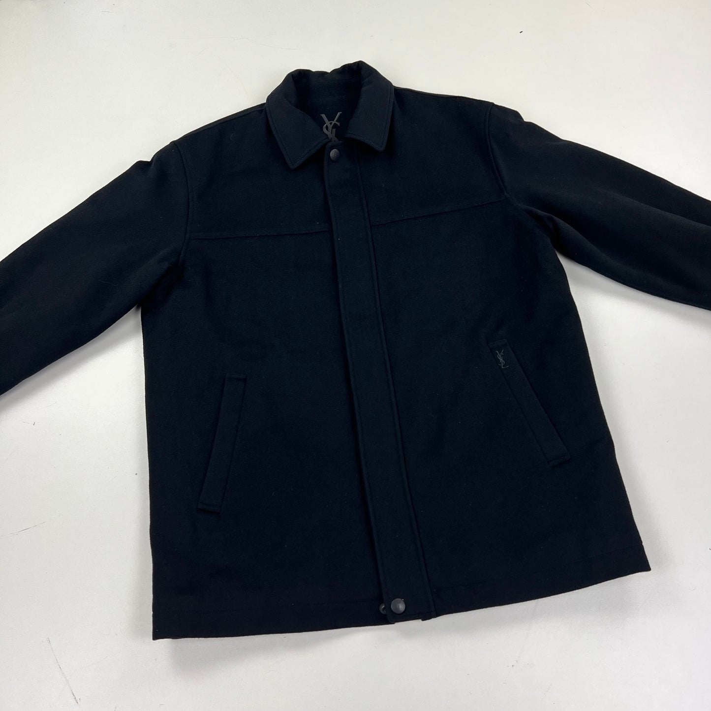 YSL Yves Saint Laurent Wool Fleece Coat Harrington Jacket - L